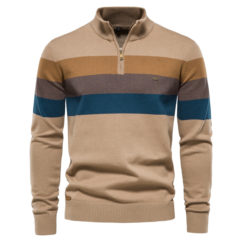 New Men's Open-Chest Stand Collar Sweater Pullover Knitted Sweater