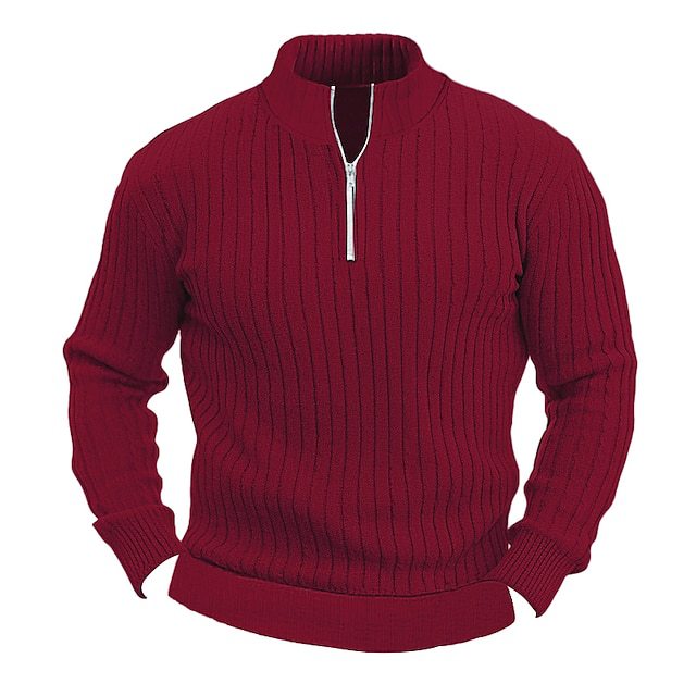 New Men's Knitted Sweater Jacket Solid Color Ribbed Thickened Pullover
