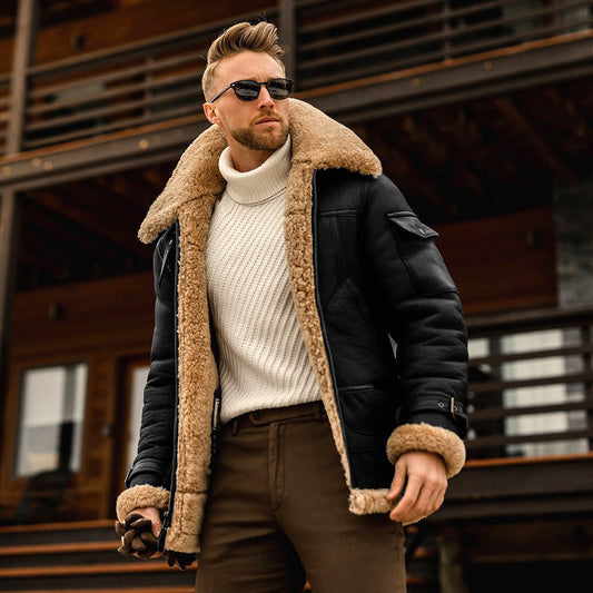 Men's Warm Faux Fur-Lined Thick Padded Jacket