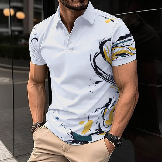 Summer New Men's Wear Digital Print Short Sleeve Hot Item Men's Polo Shirt Short Sleeve Casual Top