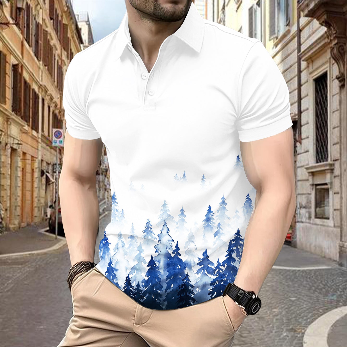 Summer Polo Shirt Pocket Men's Short Sleeve Turn-Down Collar Fashion Casual Thin