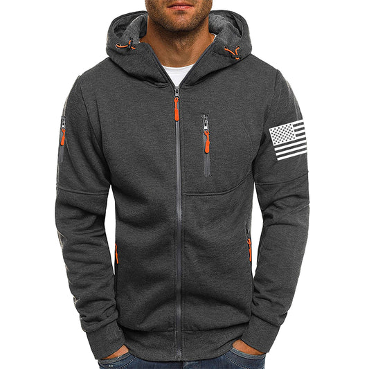 Men's Fitness Zip-Up Hoodie Sporty Casual Pullover