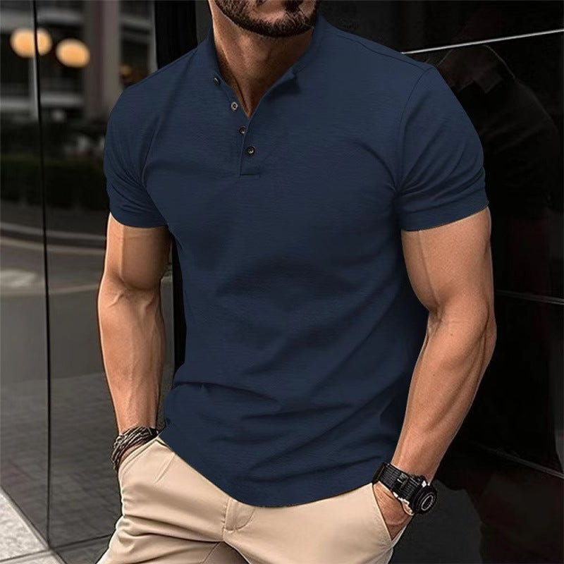 Ins Men's Casual Polo Shirt Summer New Men's Wear Button Henley Polo