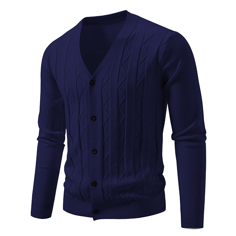 Men’s Cardigan – Fashionable V-Neck Cable Knit Outerwear