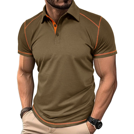 New Summer Men's Wear Short Sleeve Polo Shirt Men's Color-Block Turn-Down Collar Polo Shirt Men
