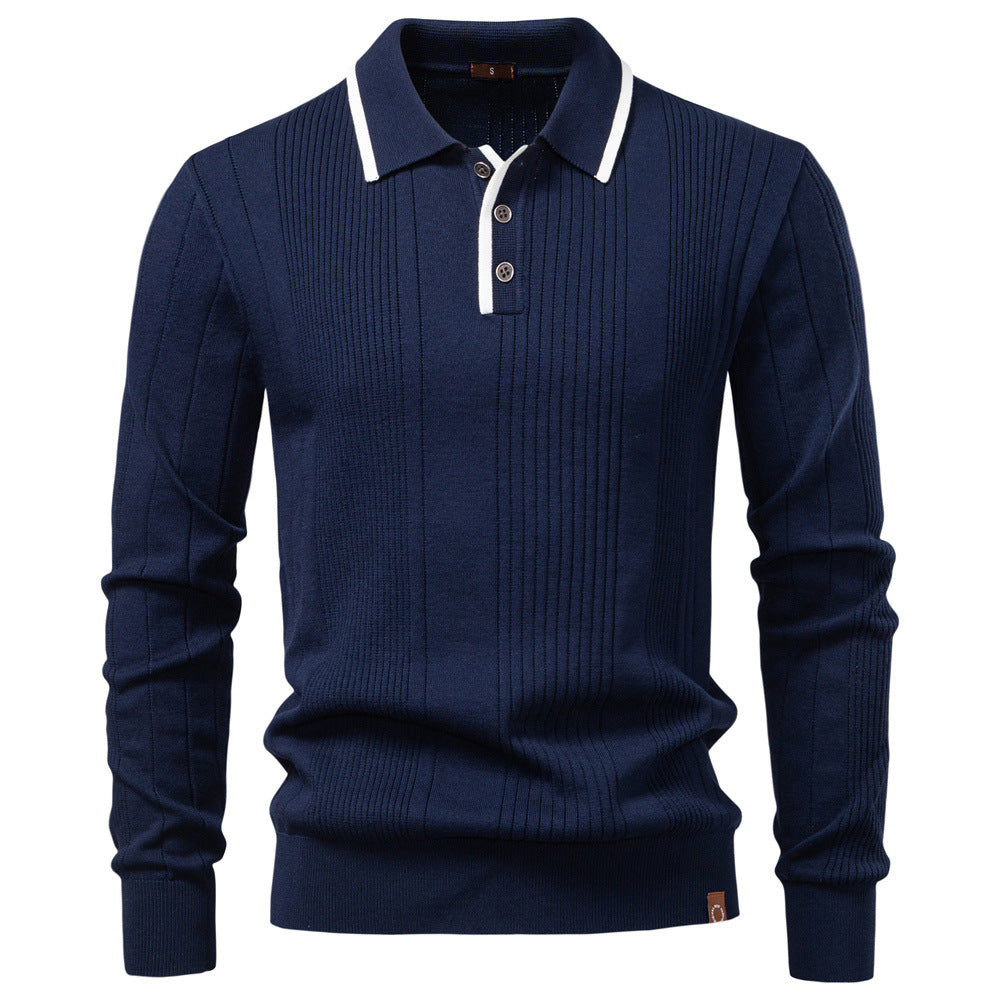 New Polo Collar Semi-Zip Men’s Sweater – High-Quality Knitwear