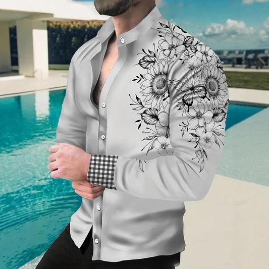 Summer New Men's Casual Top 3D Print Fashion Loose Short Sleeve Shirt