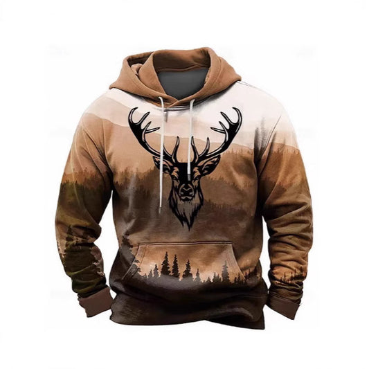 Men's Camo Deer 3D Print Hoodie Plus-Size Casual Wear