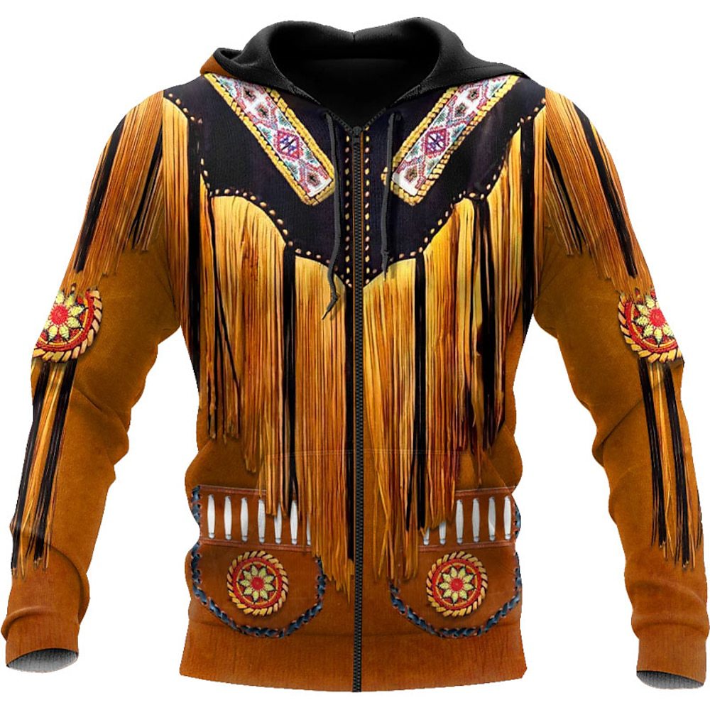 Men's Full-Zip Hooded Jacket Printed Outdoor Casual 3D Print Sporty Hoodie