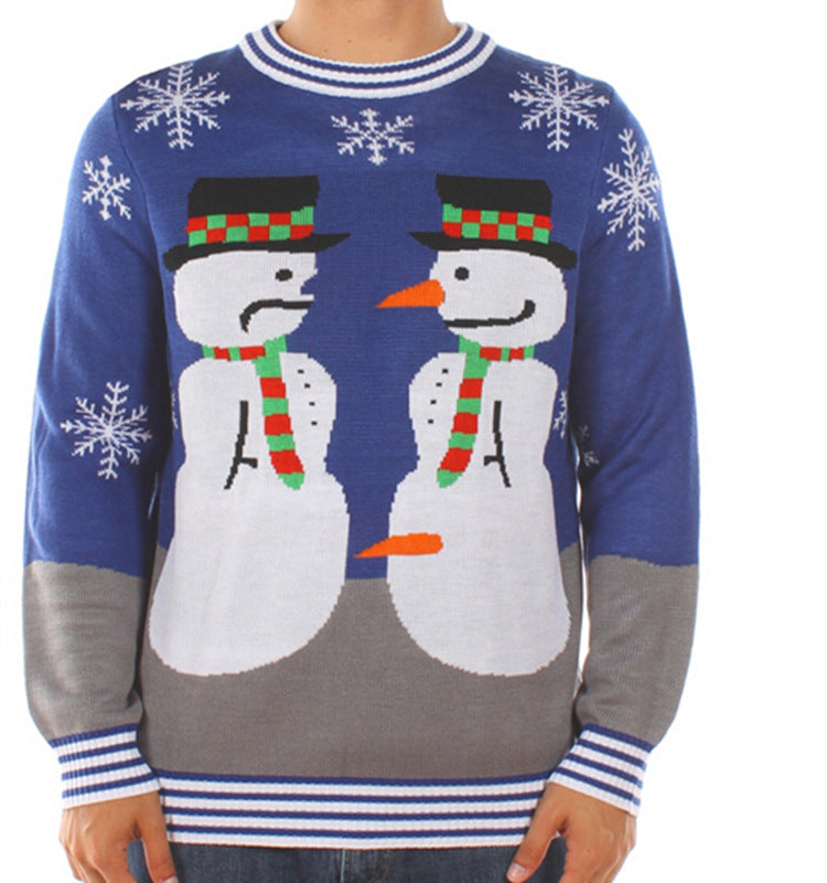 Men's Christmas Knit Sweater Long-Sleeve Round Neck Holiday Pullover