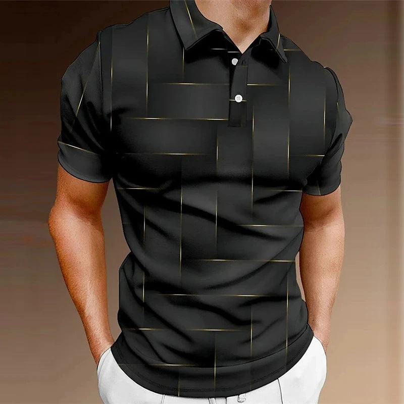 New Pullover Polo Shirt Button Solid Color Short Sleeve Fashion Retro Commute Men's Short Sleeve