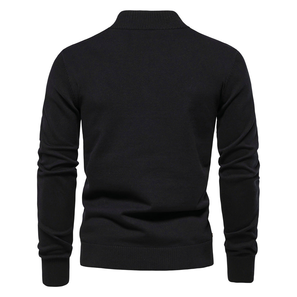 2025 Fall & Winter Men’s Solid Color Cardigan - High-Quality Knit Sweater for Business & Casual Wear