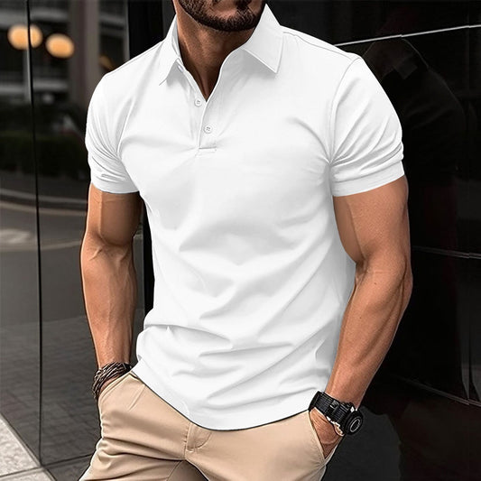 Summer Men's Wear Casual Breathable Button Solid Color Men's Polo Shirt Sport Shirt