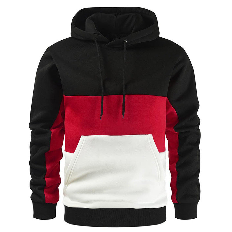New Men's Color-Block Hoodie Trendy Zip-Up Streetwear
