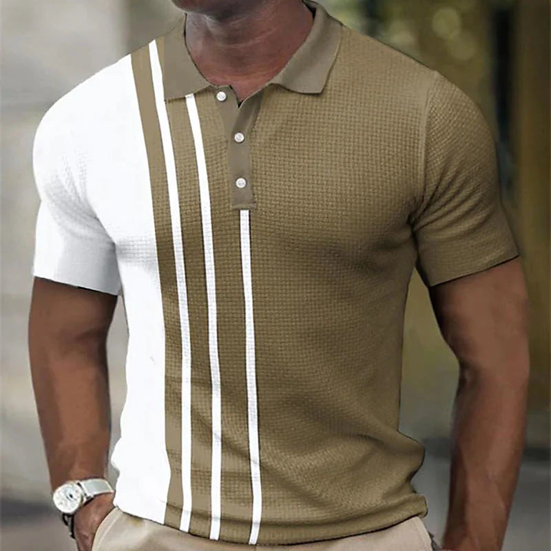Men's Golf Polo Shirt Short Sleeve Summer New 3D Print Button Placket Trendy Breathable
