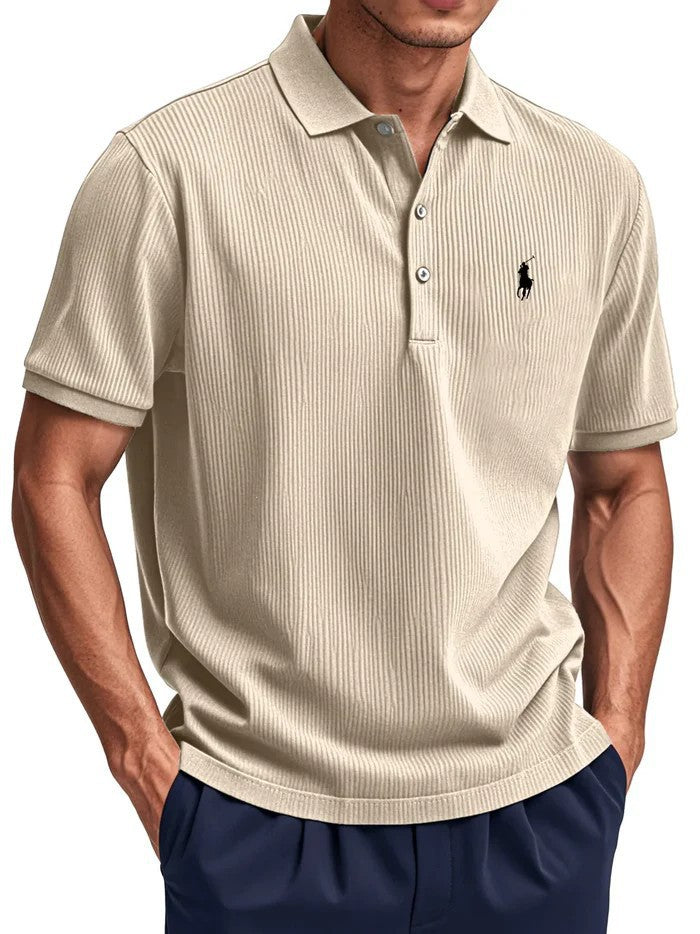 Summer New Men's Wear Casual Button Turn-Down Collar Polo Shirt Men White Black