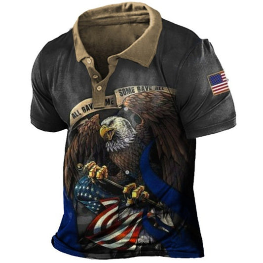 Street Quality 3D Print Polo Shirt Men's Casual Turn-Down Collar Short Sleeve Sport Shirt