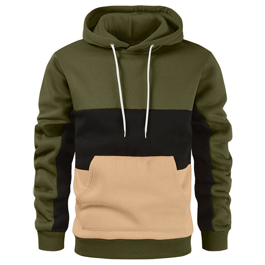 New Men's Color-Block Hoodie Trendy Zip-Up Streetwear
