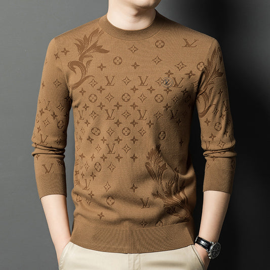 New Korean Style Men’s Slim Fit Round Neck Wool Sweater