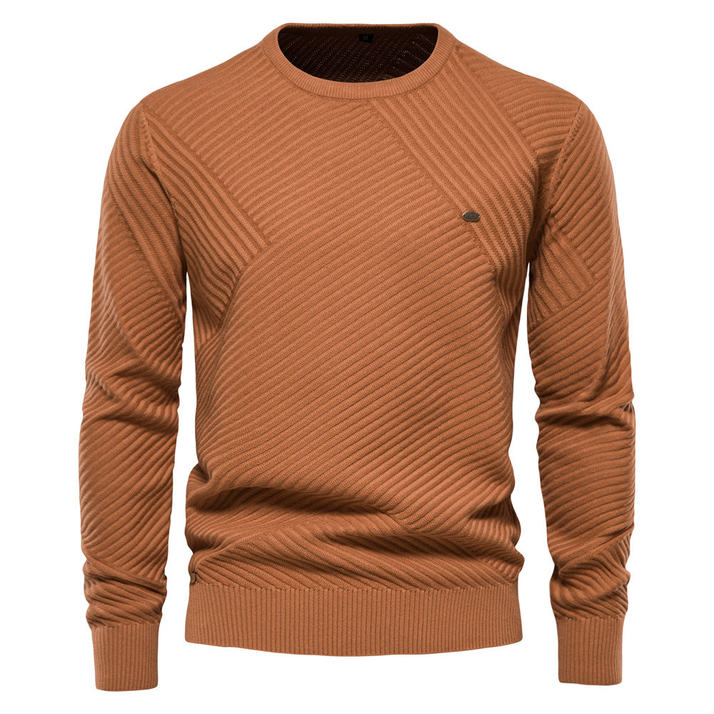 New Men's High Neck Pullover Solid Color Knit Sweater Business Casual Top