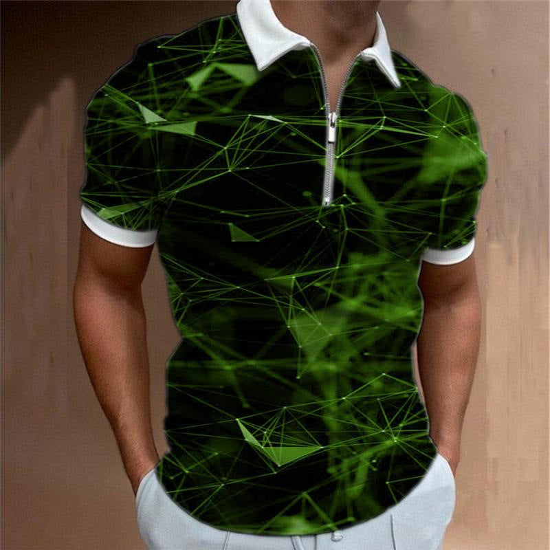 New Bestseller Digital Print Stripe Short Sleeve Turn-Down Collar Polo Shirt Paul Shirt