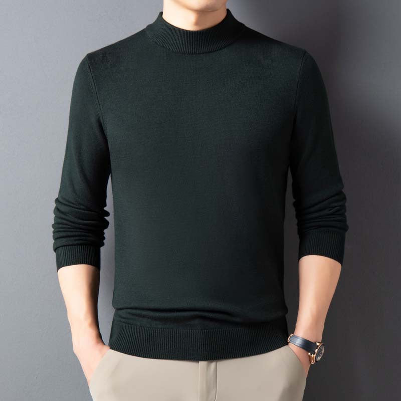 Semi-Turtleneck Thickened Knit Sweater for Winter – Warm Solid Color Men's Pullover Wool Sweater