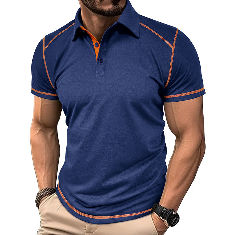 New Summer Men's Wear Short Sleeve Polo Shirt Men's Color-Block Turn-Down Collar Polo Shirt Men