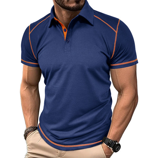 New Summer Men's Wear Short Sleeve Polo Shirt Men's Color-Block Turn-Down Collar Polo Shirt Men