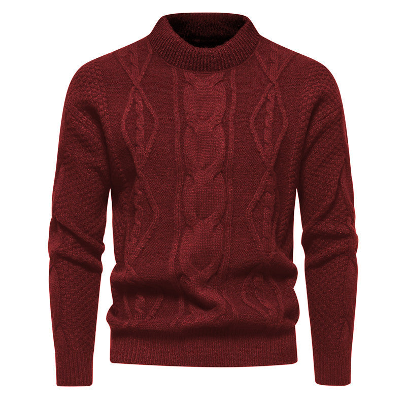 New Retro American Style Men’s Round Neck Knit Sweater