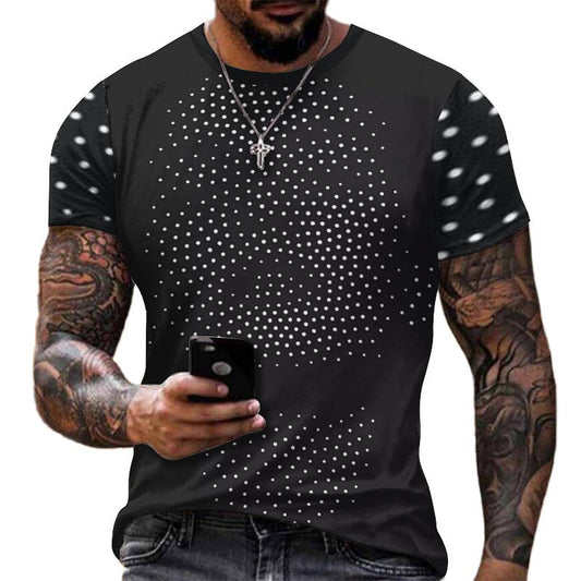 New Men's Abstract Print Pattern Round Neck