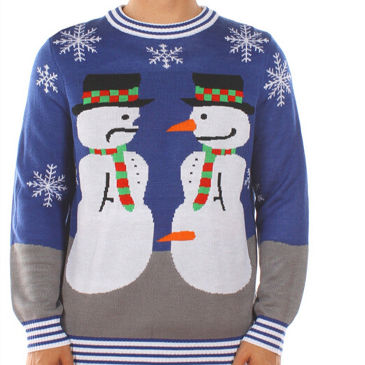 Men's Christmas Knit Sweater Long-Sleeve Round Neck Holiday Pullover