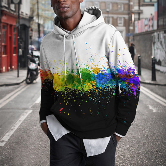 Plus-Size Men's Rainbow Graffiti 3D Print Hoodie Streetwear