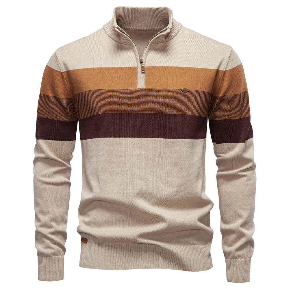 New Men's Open-Chest Stand Collar Sweater Pullover Knitted Sweater