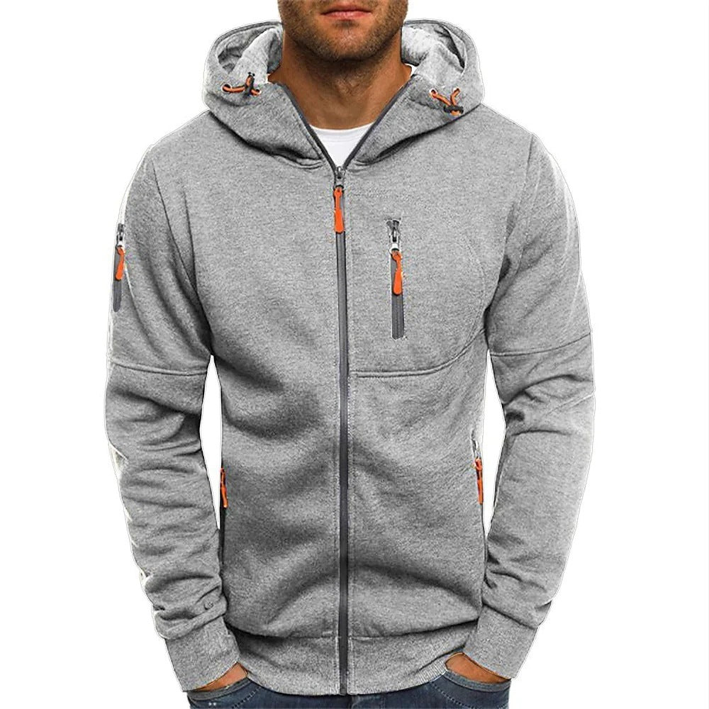 New Oversized Men's Sport Fitness Jacket Casual Arm Zipper Hoodie Open-Front Coat