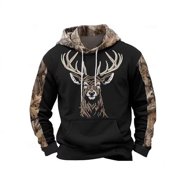 Men's Camo Deer 3D Print Hoodie Plus-Size Casual Wear