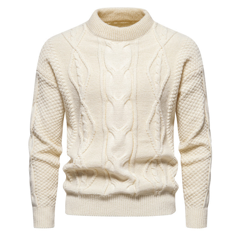 New Retro American Style Men’s Round Neck Knit Sweater