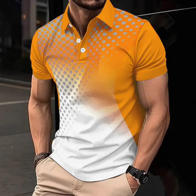 Hot Item Irregular Pattern Gradient Dyed Golf Men's Button Polo Shirt