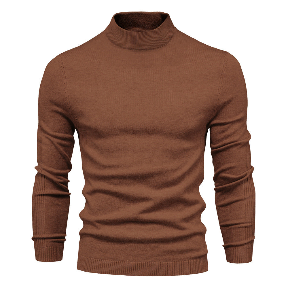 2025 Men’s Thick & Warm Sweater - Slim Fit Mid-Neck Knit Pullover in Multiple Colors