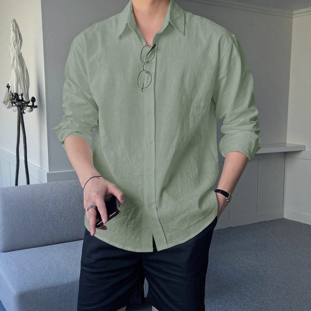 Linen Shirt Men's Loose Thin Long Sleeve Casual Ins Trendy Men's Top Wholesale