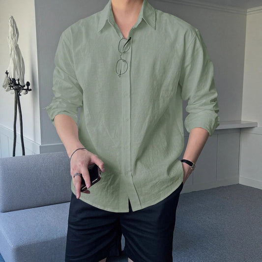 Linen Shirt Men's Loose Thin Long Sleeve Casual Ins Trendy Men's Top Wholesale