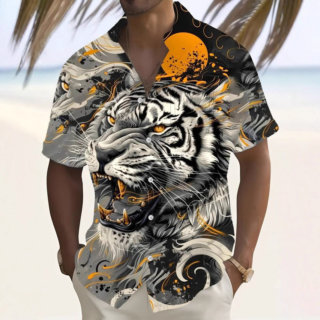 3D Digital Animal Print Men's Shirt Summer Hot-Selling Breathable Short Sleeve Hawaiian
