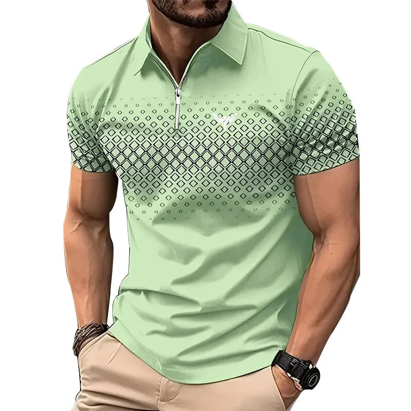 Casual Sport 3D Polo Turn-Down Collar Business Casual Men's Print Men's Wear Summer Short Sleeve Shirt Polo