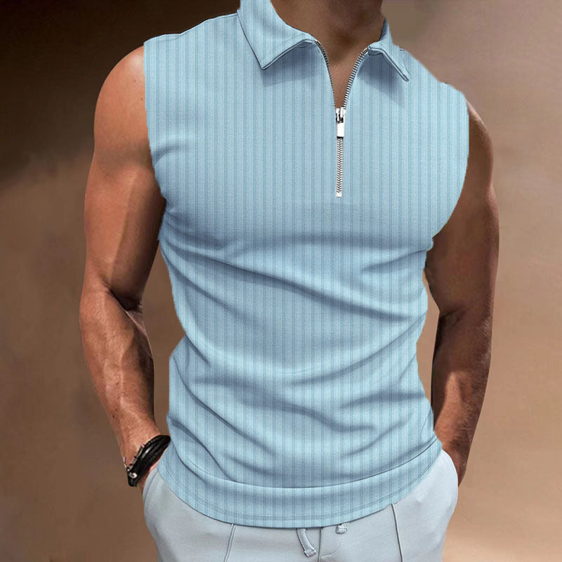 Exclusive For Ins Summer Men's Sleeveless Color-Block Polo Shirt Top