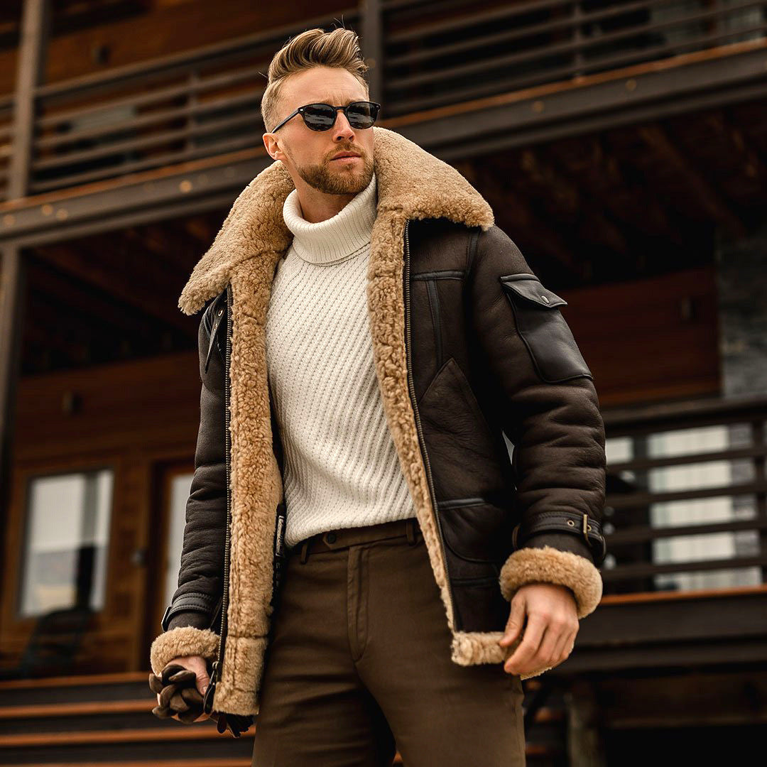 Men's Warm Faux Fur-Lined Thick Padded Jacket
