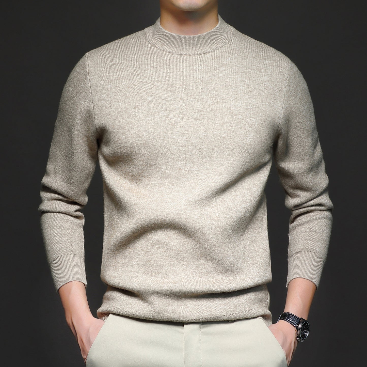New Men's Autumn Solid Color Semi-Turtleneck Slim Fit Sweater – Youth Base Layer Knitwear Men's Clothing