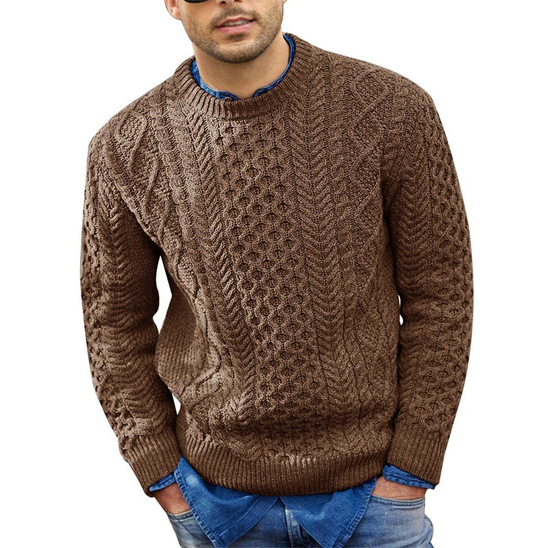 Pink Men’s Slim Fit Cable Knit Pullover – Fashionable Men’s Wear