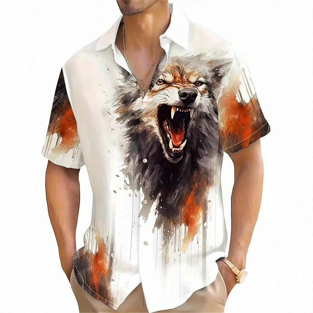 3D Digital Animal Print Men's Shirt Summer Hot-Selling Breathable Short Sleeve Hawaiian