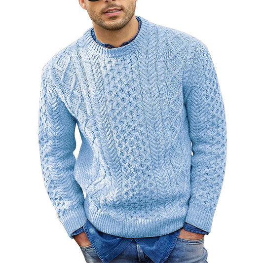 Pink Men’s Slim Fit Cable Knit Pullover – Fashionable Men’s Wear