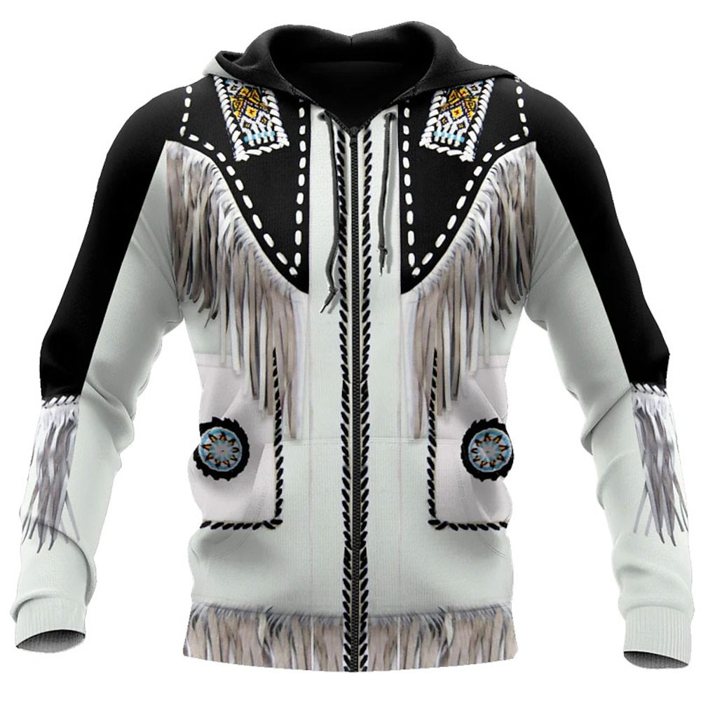 Men's Full-Zip Hooded Jacket Printed Outdoor Casual 3D Print Sporty Hoodie