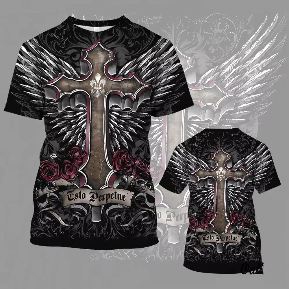 Spring/Summer Cartoon 3D Digital Print Oversized Men's Street Tee